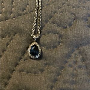 White Gold and blue stone necklace